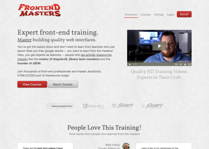 Frontend Masters Screenshot